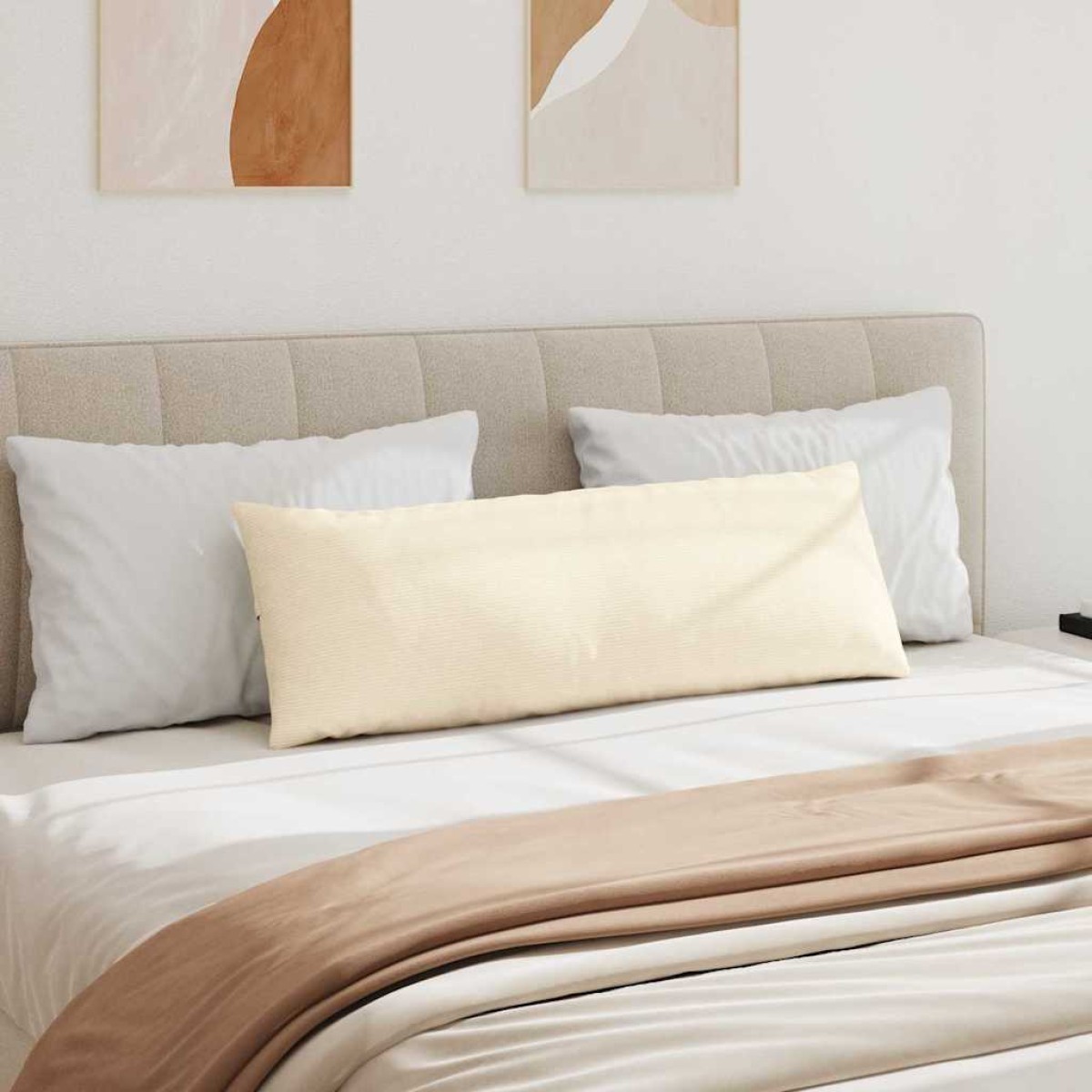vidaXL Μαξιλάρι Καναπέ 2 pcs Κρεμ 120 x 40 cm Υφασμάτινο Κορντουρά