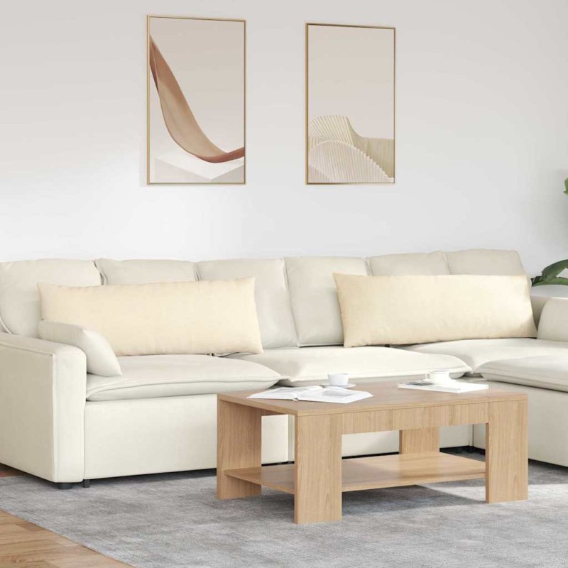 vidaXL Μαξιλάρι Καναπέ 2 pcs Κρεμ 120 x 40 cm Υφασμάτινο Κορντουρά