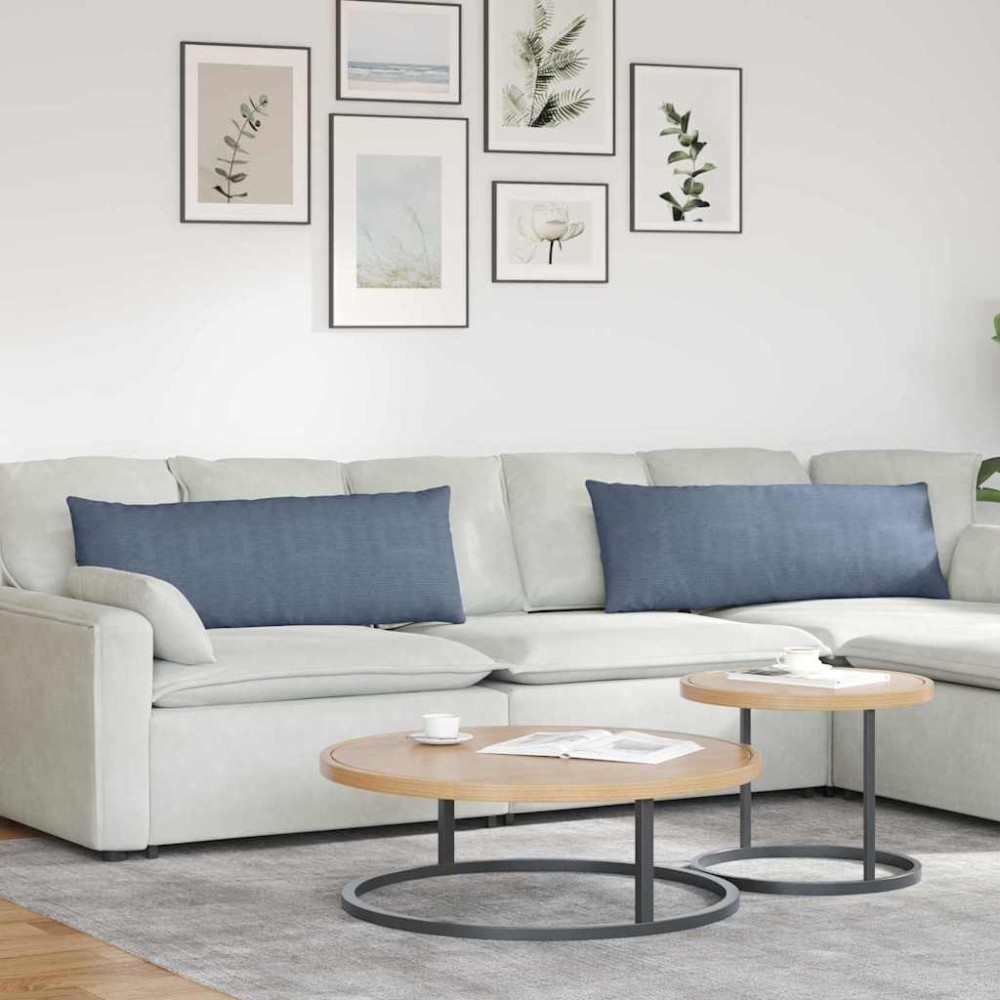 vidaXL Μαξιλάρι Καναπέ 2 pcs Μπλε 120 x 40 cm Υφασμάτινο Κορντουρά