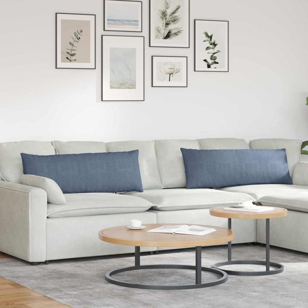 vidaXL Μαξιλάρι Καναπέ 2 pcs Μπλε 120 x 40 cm Υφασμάτινο Κορντουρά
