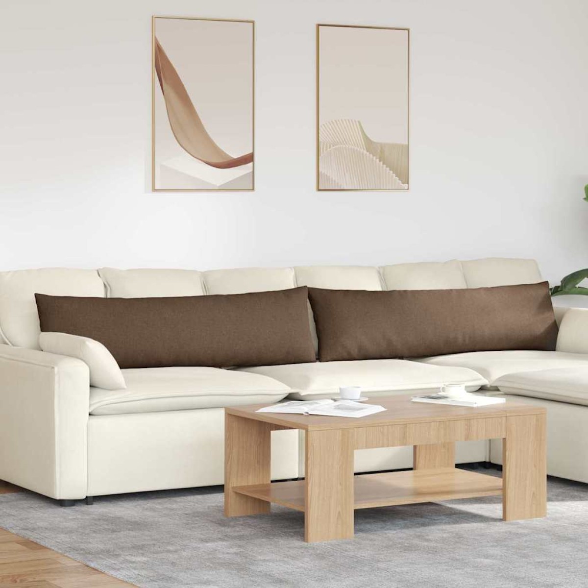 vidaXL Μαξιλάρι Καναπέ 2 τμχ. ύφασμα Καφέ 145 x 40 εκ.