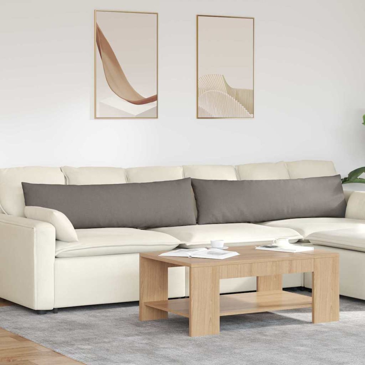 vidaXL Μαξιλάρι Καναπέ 2 τμχ. ύφασμα Taupe 145 x 40 εκ.