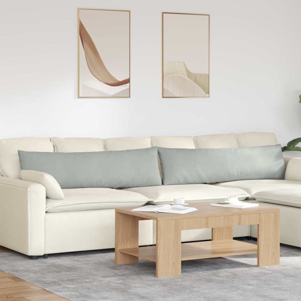 vidaXL Μαξιλάρι Καναπέ 2 pcs Ανοιχτό γκρι 145 x 40 εκ.