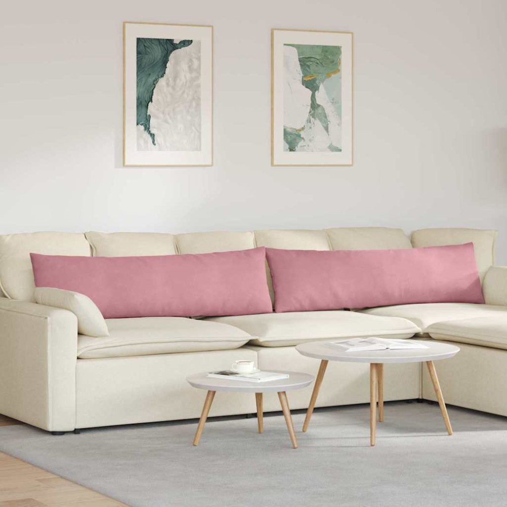 vidaXL Μαξιλάρι Καναπέ 2 pcs Ροζ 145 x 40 εκ. Υφασμάτινο Κορντουρά