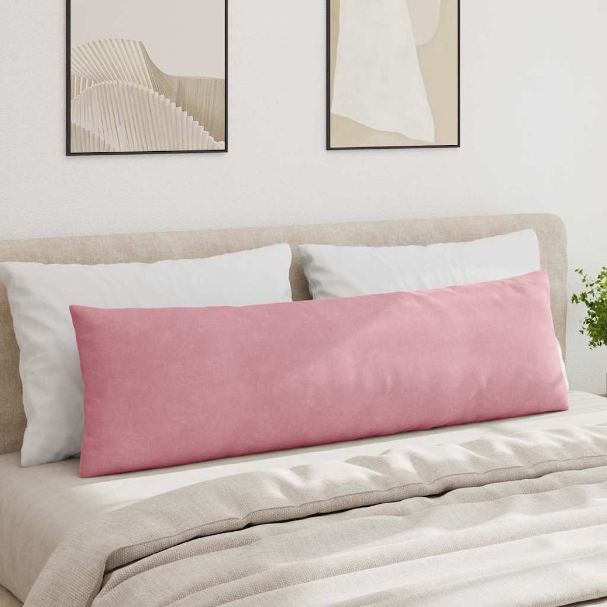 vidaXL Μαξιλάρι Καναπέ 2 pcs Ροζ 145 x 40 εκ. Υφασμάτινο Κορντουρά