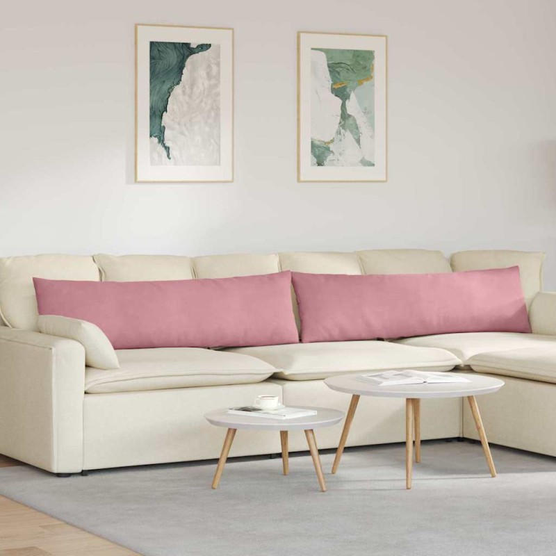 vidaXL Μαξιλάρι Καναπέ 2 pcs Ροζ 145 x 40 εκ. Υφασμάτινο Κορντουρά