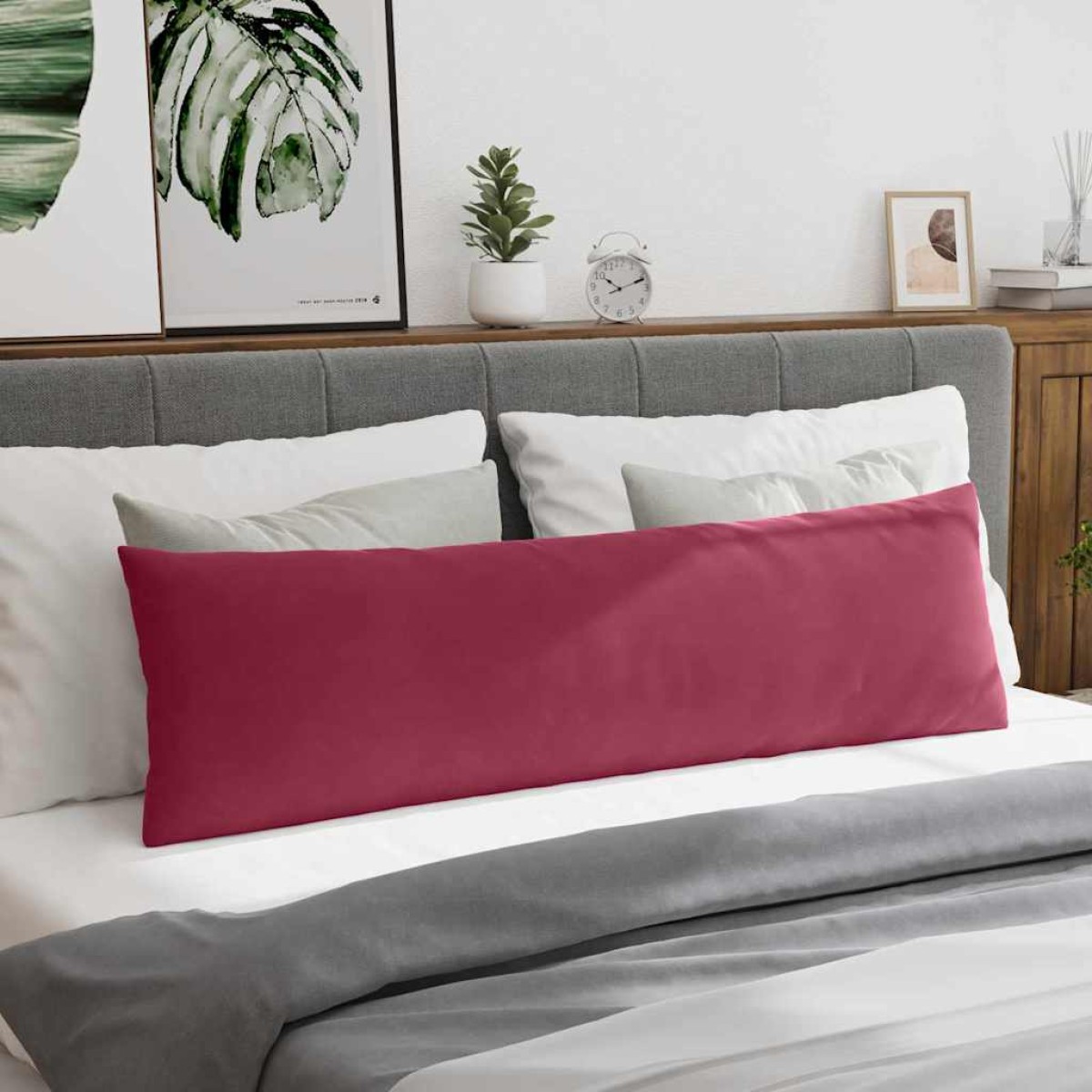 vidaXL Μαξιλάρι Καναπέ 2 pcs Κόκκινο 145 x 40 εκ. Υφασμάτινο Κορντουρά