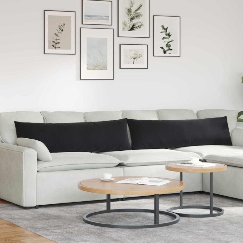 vidaXL Μαξιλάρι Καναπέ 2 pcs Μαύρο 145 x 40 εκ. Υφασμάτινο Κορντουρά