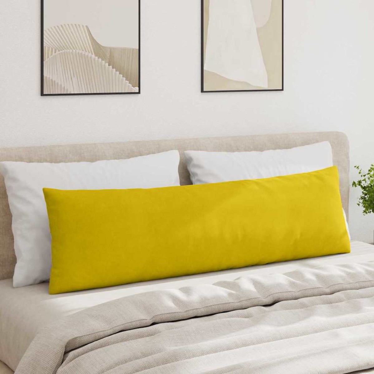 vidaXL Μαξιλάρι Καναπέ 2 pcs Κίτρινο 145 x 40 εκ. Υφασμάτινο Κορντουρά