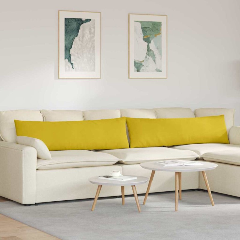 vidaXL Μαξιλάρι Καναπέ 2 pcs Κίτρινο 145 x 40 εκ. Υφασμάτινο Κορντουρά