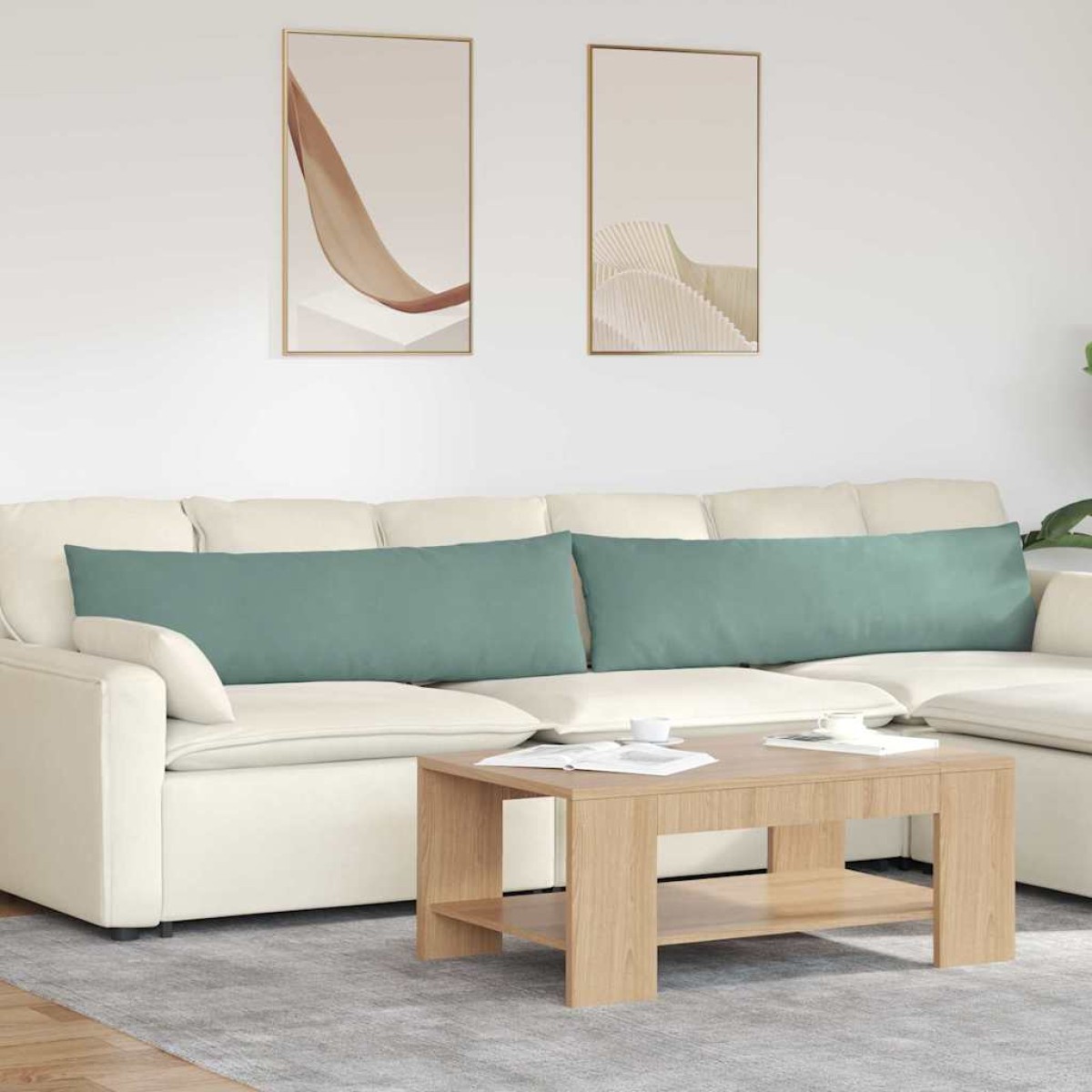 vidaXL Μαξιλάρι Καναπέ 2 pcs Θαλασσί 145 x 40 εκ. Υφασμάτινο Κορντουρά