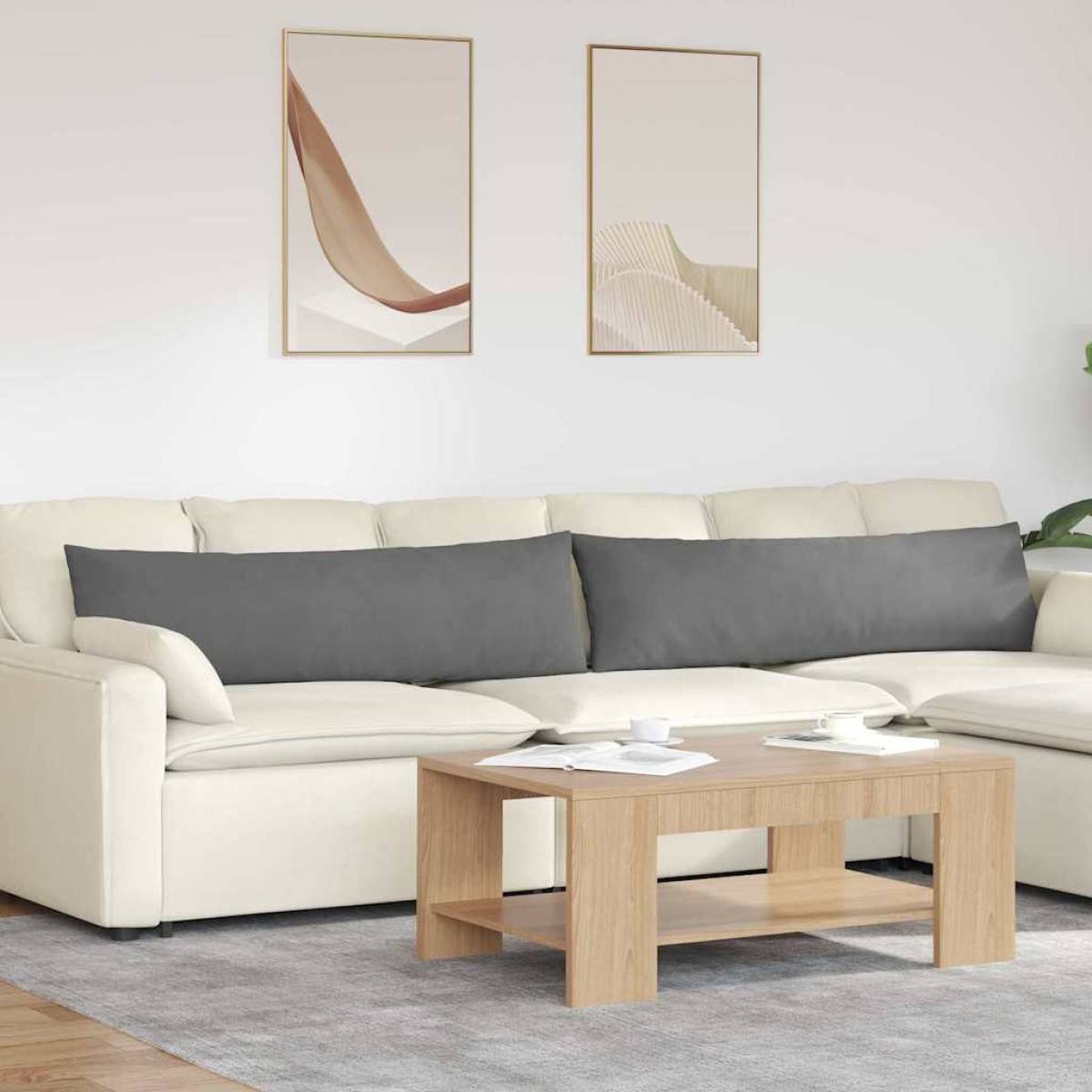 vidaXL Μαξιλάρι Καναπέ 2 pcs Σκούρο Γκρι 145 x 40 εκ. ύφασμα