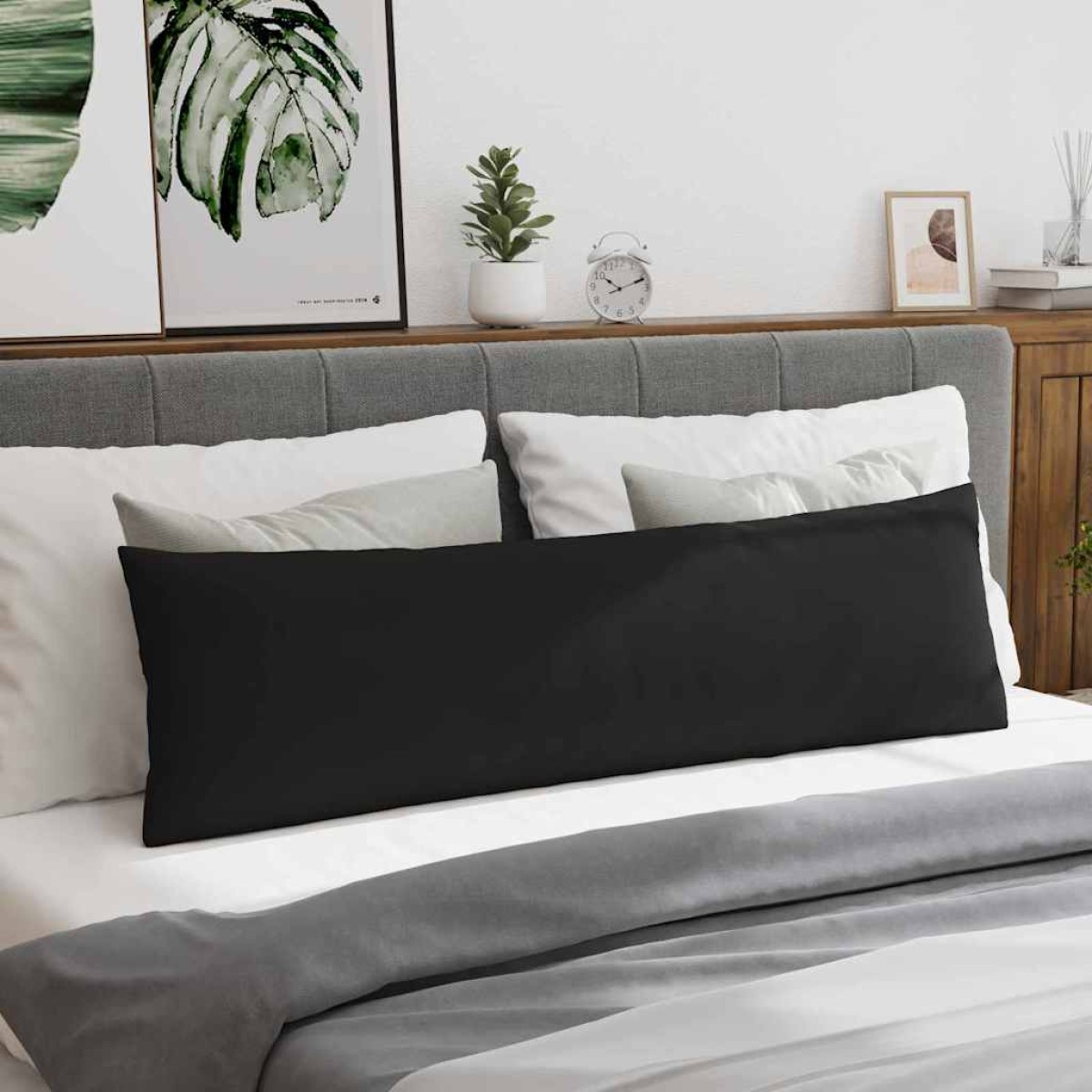 vidaXL Μαξιλάρι Καναπέ 2 pcs Μαύρο 145 x 40 εκ. ύφασμα