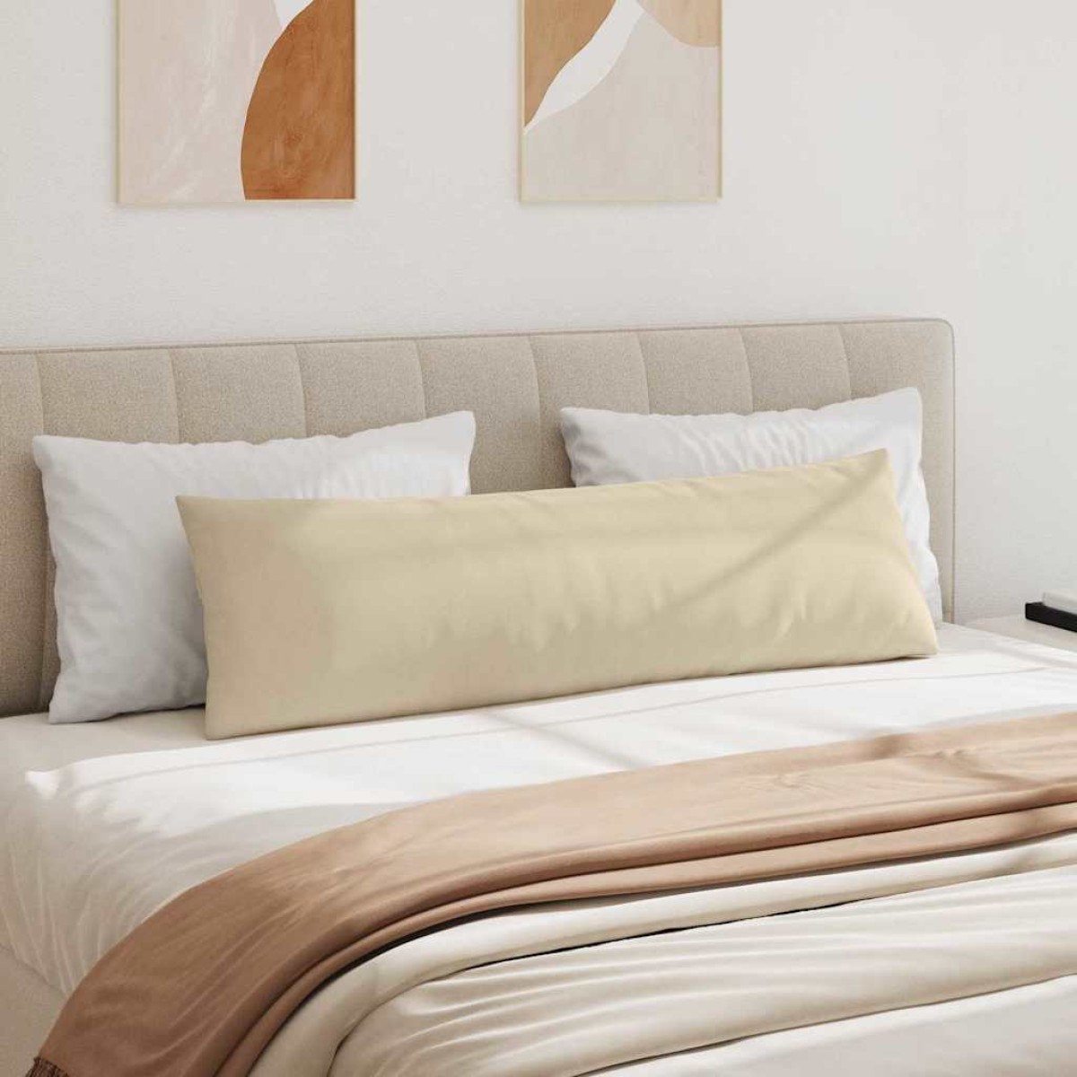 vidaXL Μαξιλάρι Καναπέ 2 pcs Κρεμ 145 x 40 εκ. ύφασμα
