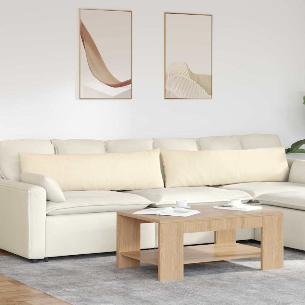 vidaXL Μαξιλάρι Καναπέ 2 pcs Κρεμ 145 x 40 εκ. Υφασμάτινο Κορντουρά