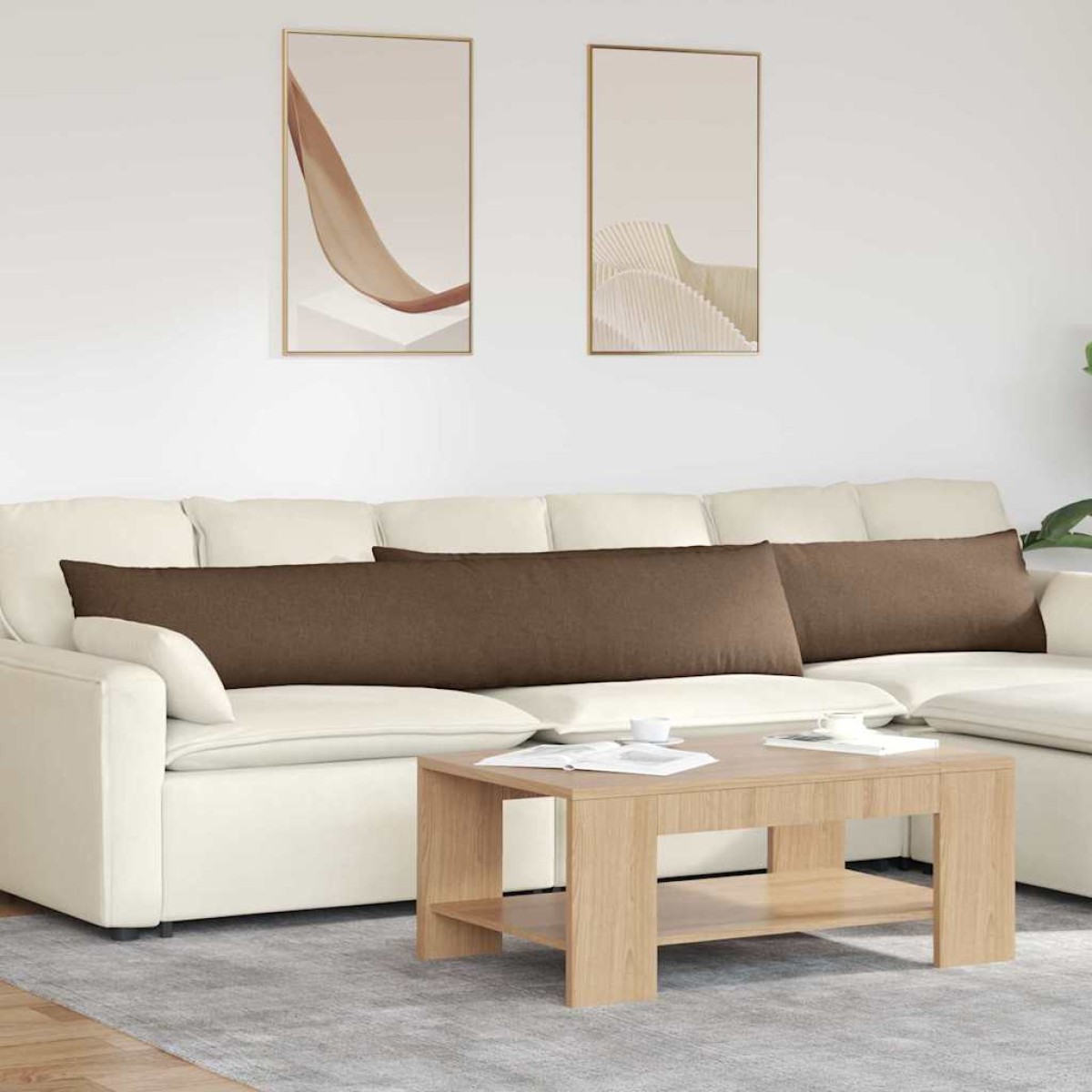 vidaXL Μαξιλάρι Καναπέ 2 τμχ. ύφασμα Καφέ 200 x 40 εκ.