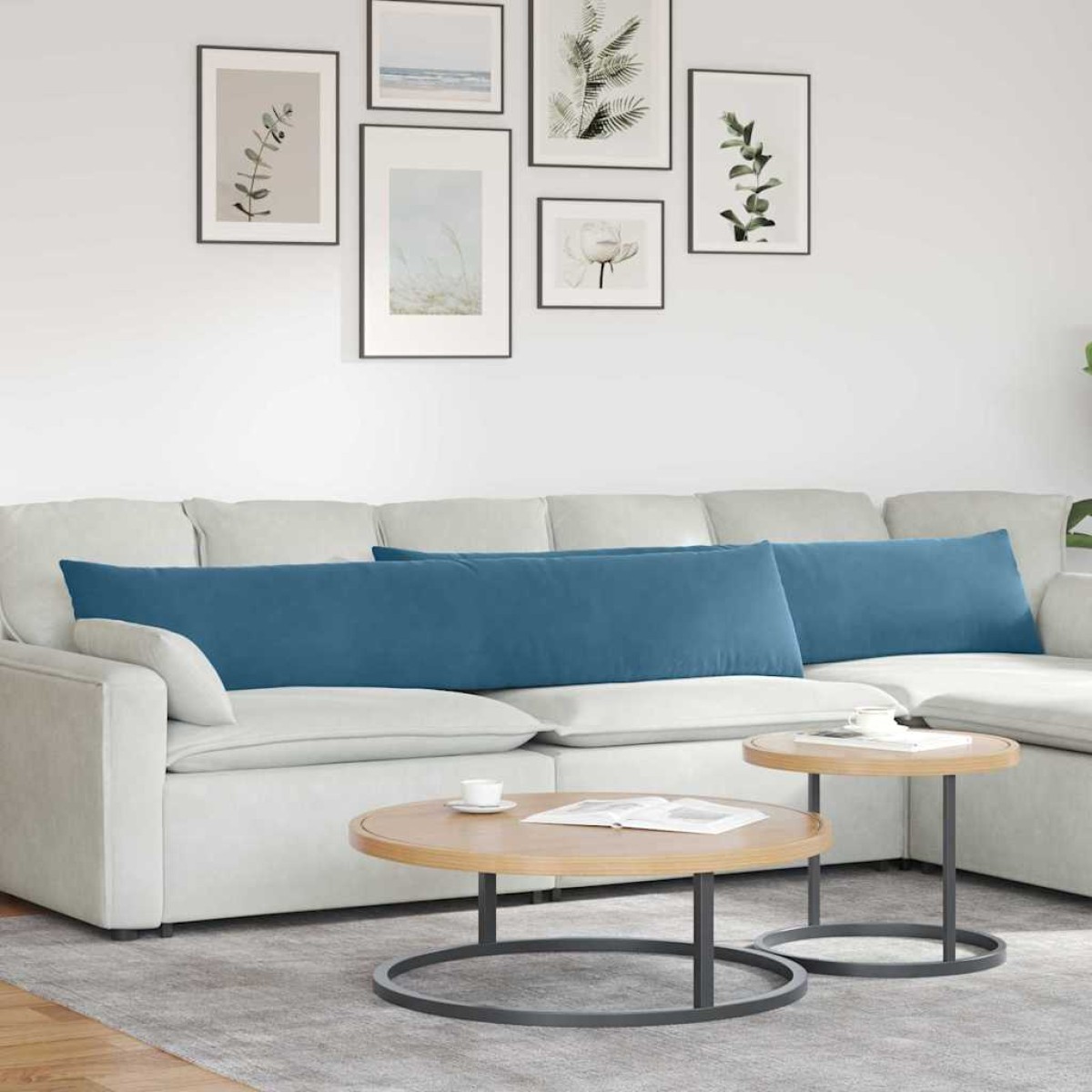 vidaXL Μαξιλάρι Καναπέ 2 pcs Μπλε 200 x 40 εκ. Υφασμάτινο Κορντουρά