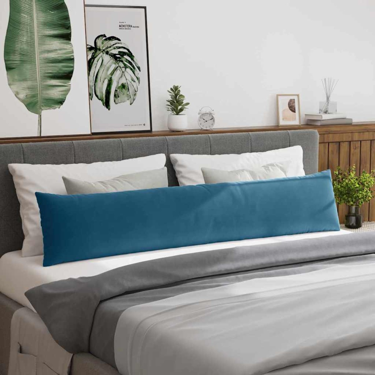 vidaXL Μαξιλάρι Καναπέ 2 pcs Μπλε 200 x 40 εκ. Υφασμάτινο Κορντουρά