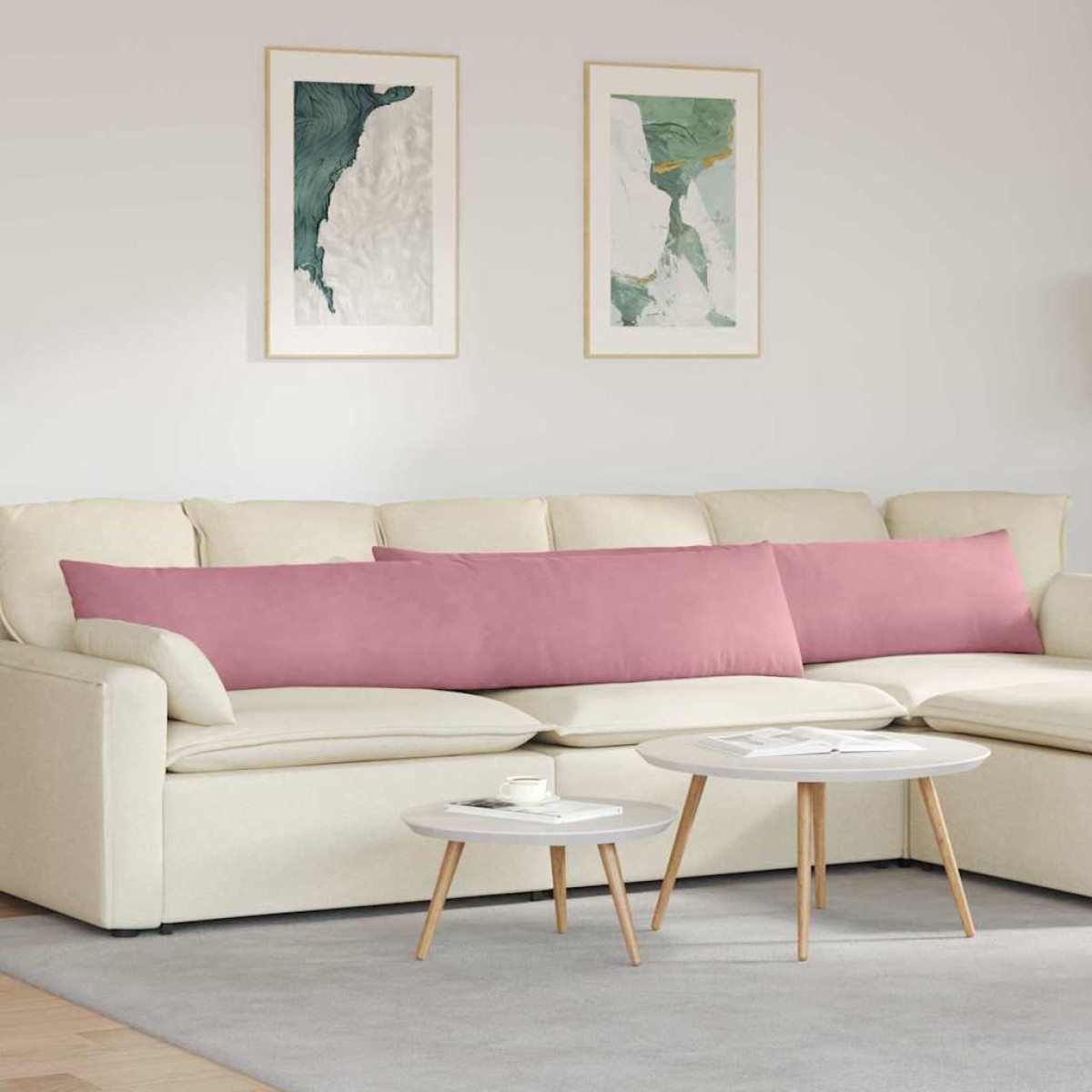 vidaXL Μαξιλάρι Καναπέ 2 pcs Ροζ 200 x 40 εκ. Υφασμάτινο Κορντουρά