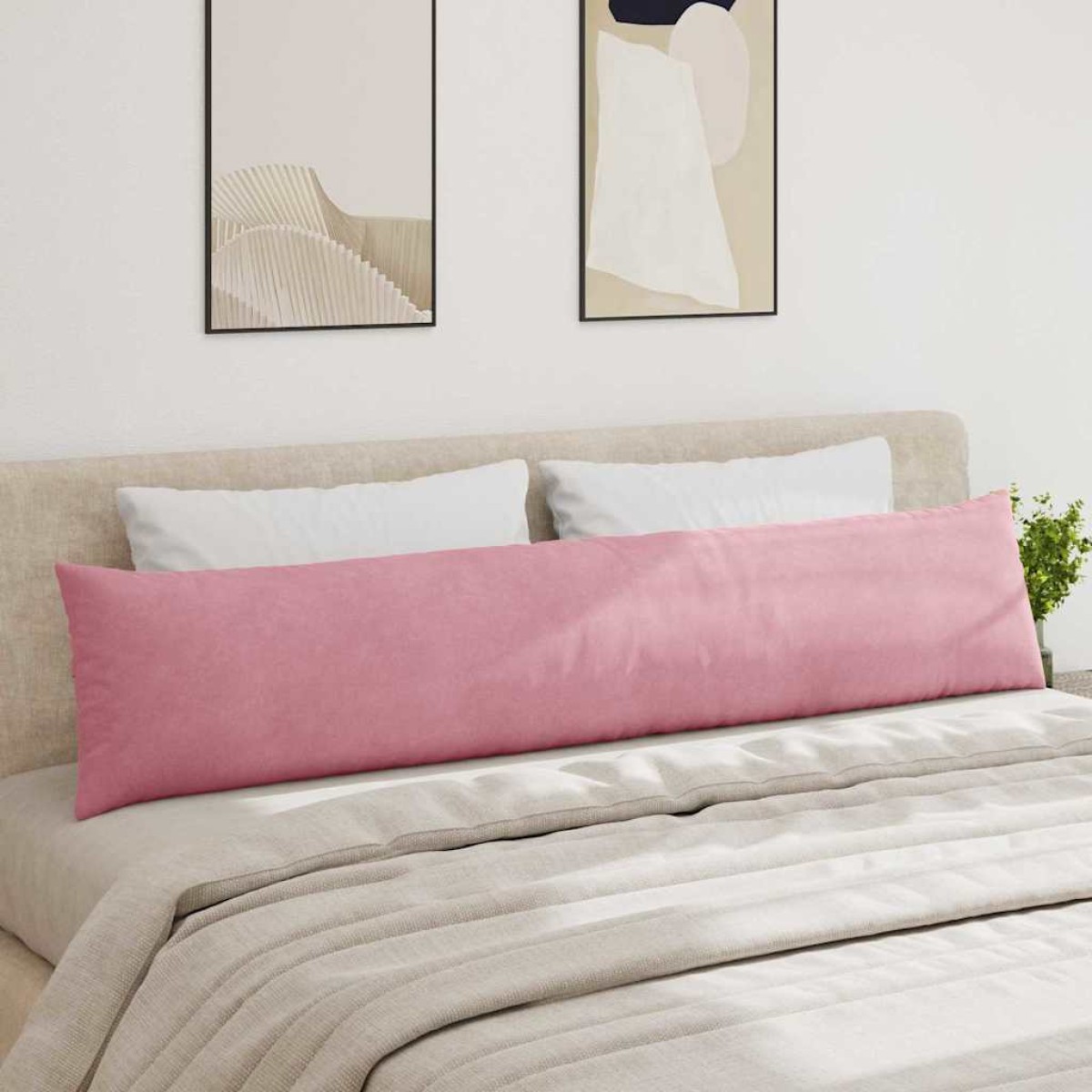 vidaXL Μαξιλάρι Καναπέ 2 pcs Ροζ 200 x 40 εκ. Υφασμάτινο Κορντουρά