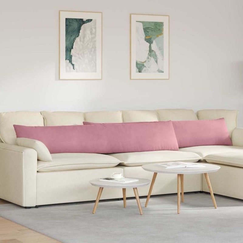 vidaXL Μαξιλάρι Καναπέ 2 pcs Ροζ 200 x 40 εκ. Υφασμάτινο Κορντουρά