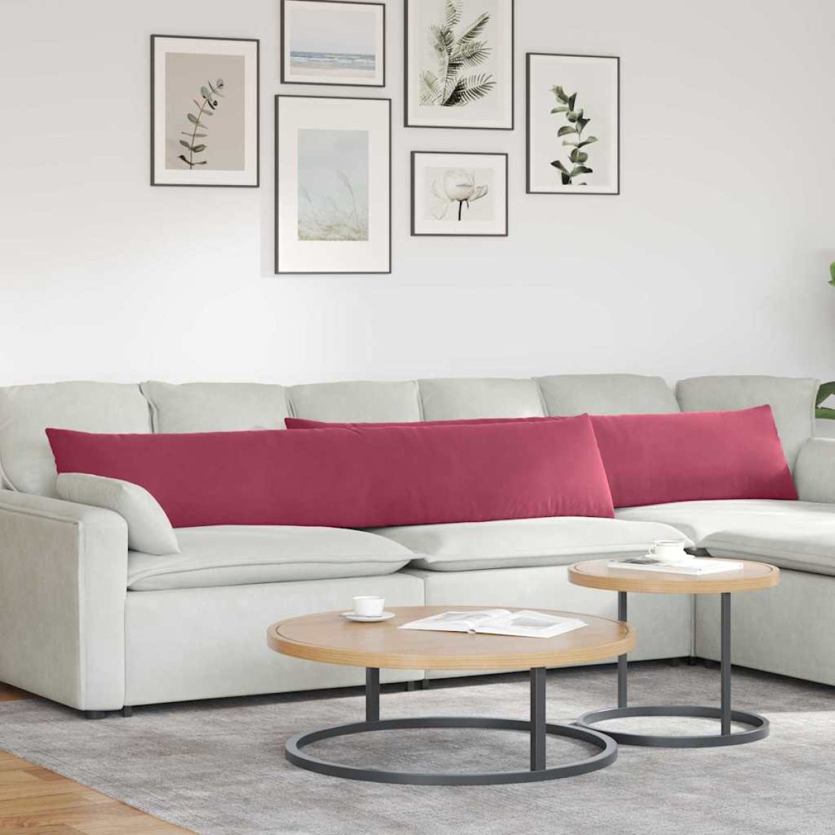 vidaXL Μαξιλάρι Καναπέ 2 pcs Κόκκινο 200 x 40 εκ. Υφασμάτινο Κορντουρά