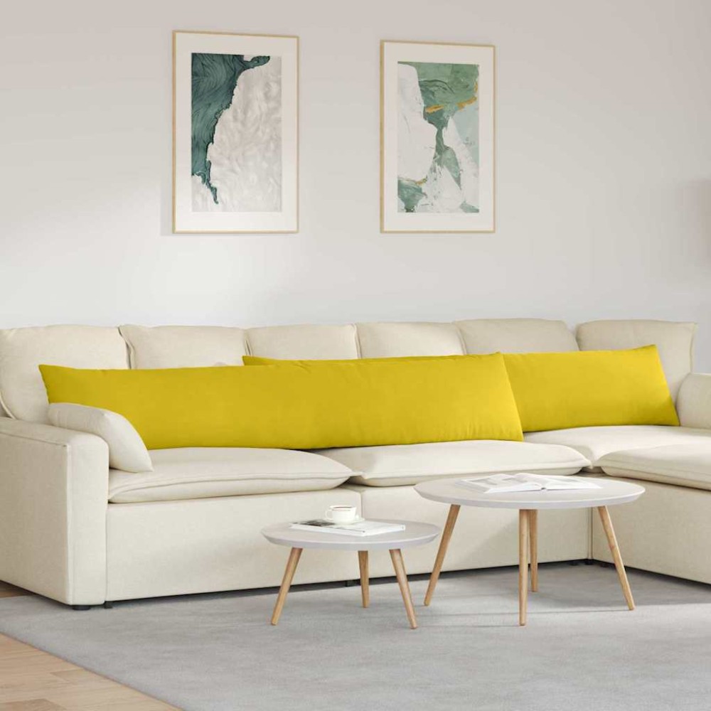 vidaXL Μαξιλάρι Καναπέ 2 pcs Κίτρινο 200 x 40 εκ. Υφασμάτινο Κορντουρά
