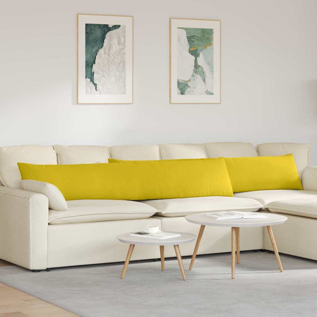 vidaXL Μαξιλάρι Καναπέ 2 pcs Κίτρινο 200 x 40 εκ. Υφασμάτινο Κορντουρά