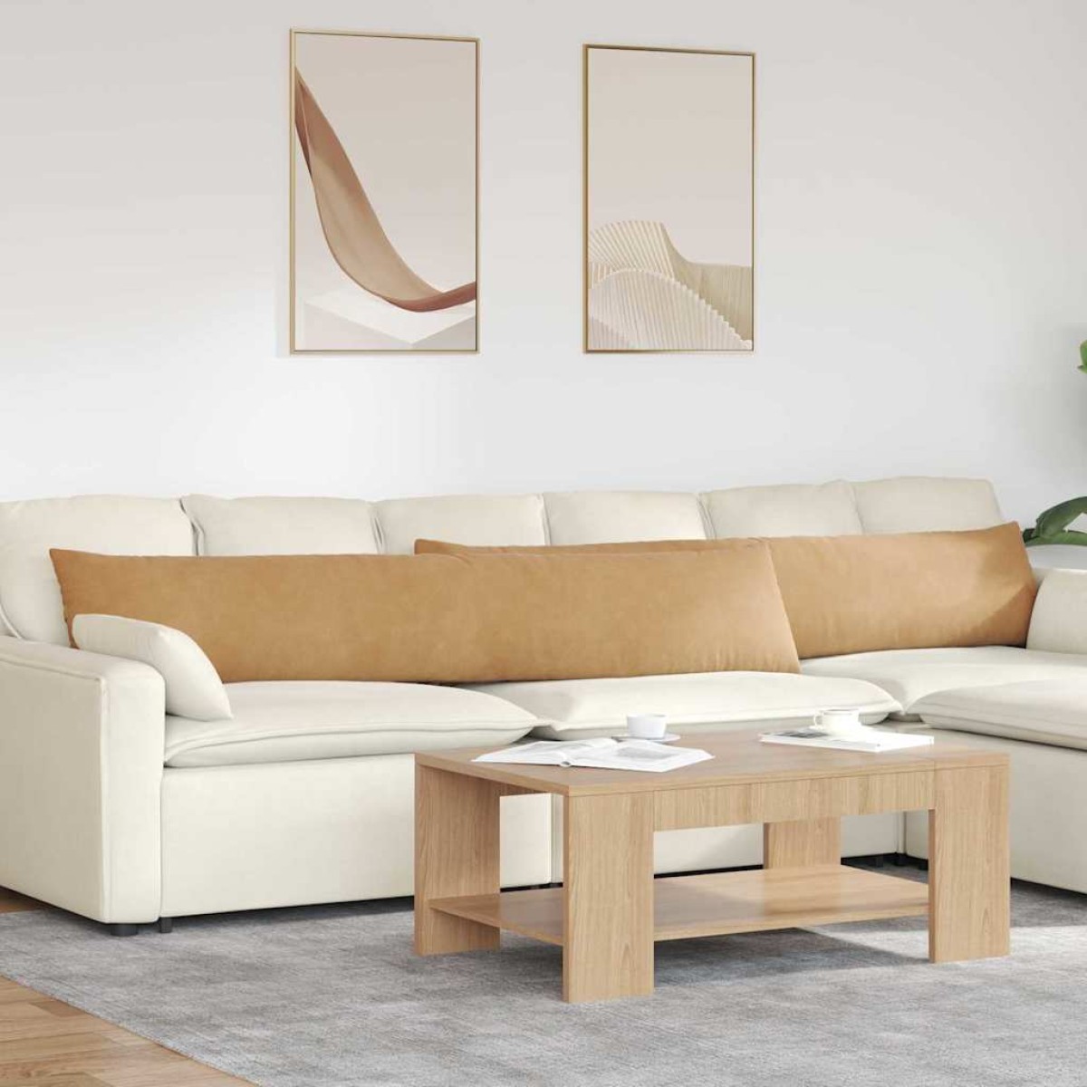 vidaXL Μαξιλάρι Καναπέ 2 pcs Καφέ 200 x 40 εκ. Υφασμάτινο Κορντουρά