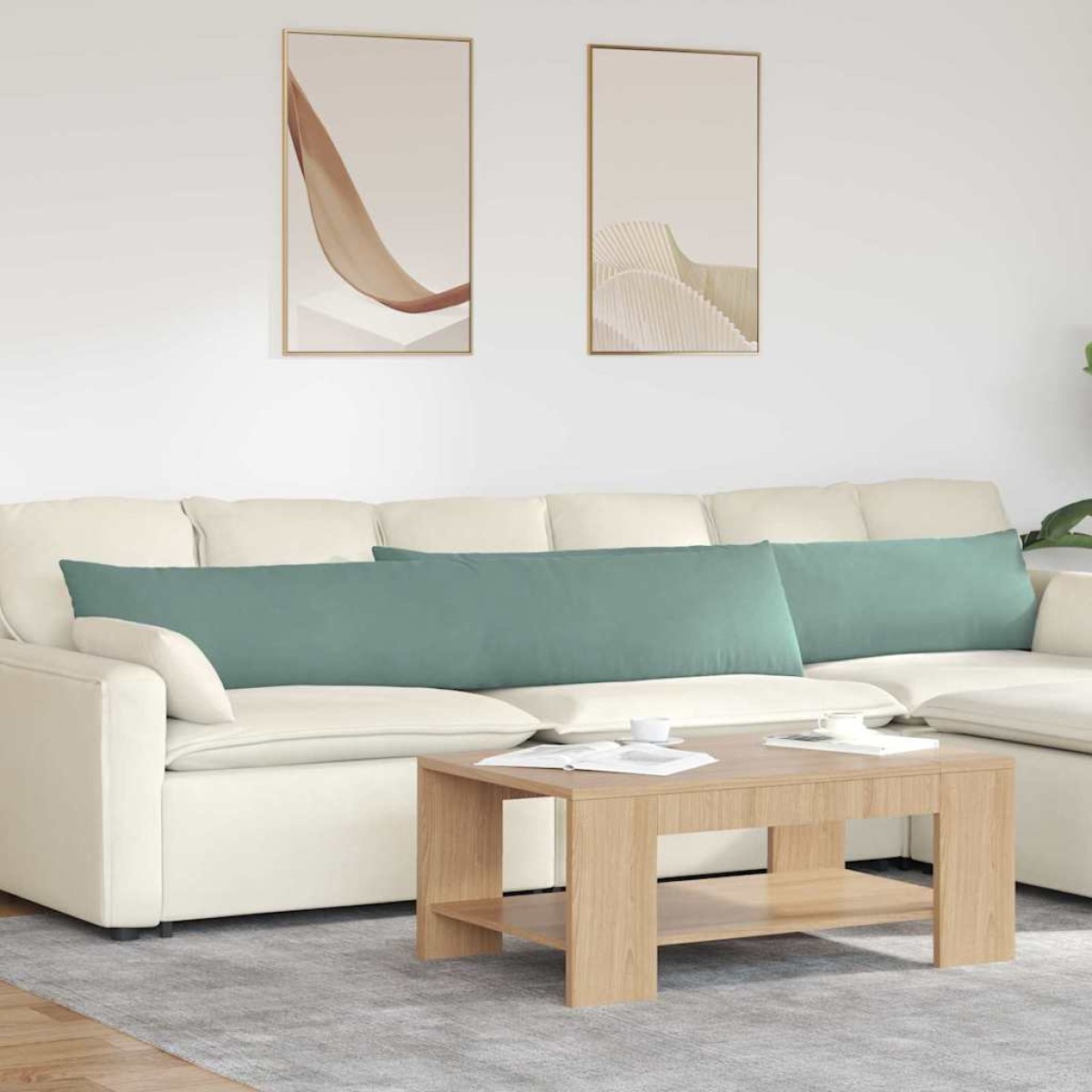 vidaXL Μαξιλάρι Καναπέ 2 pcs Θαλασσί 200 x 40 εκ. Υφασμάτινο Κορντουρά