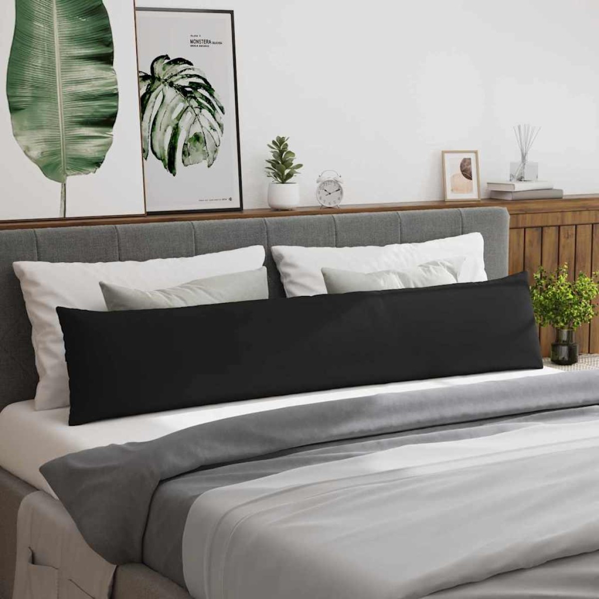 vidaXL Μαξιλάρι Καναπέ 2 pcs Μαύρο 200 x 40 εκ. ύφασμα