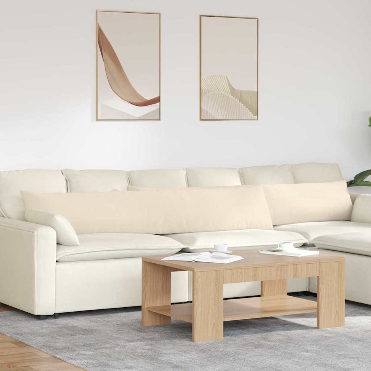 vidaXL Μαξιλάρι Καναπέ 2 pcs Μπεζ 200 x 40 εκ. ύφασμα