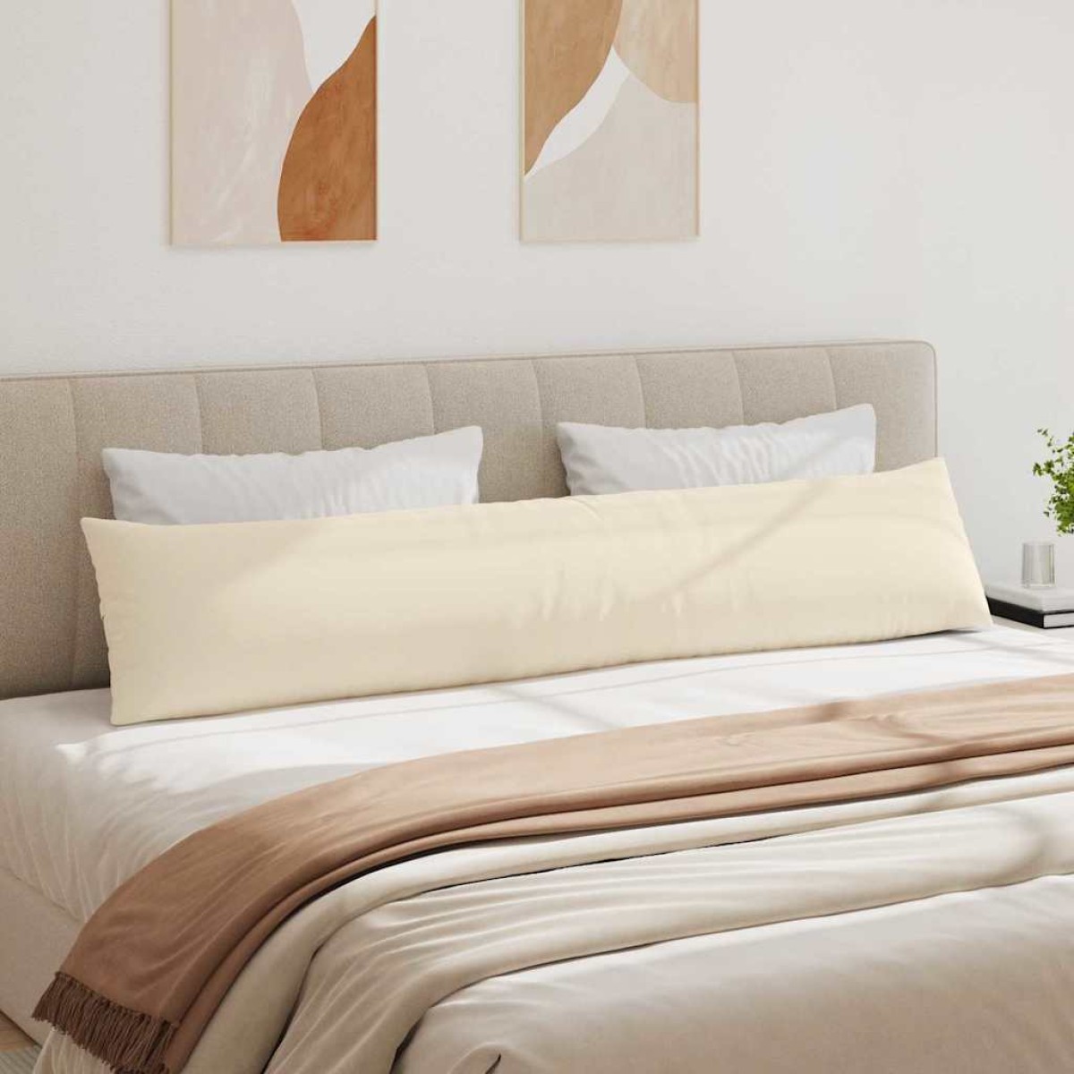 vidaXL Μαξιλάρι Καναπέ 2 pcs Μπεζ 200 x 40 εκ. ύφασμα