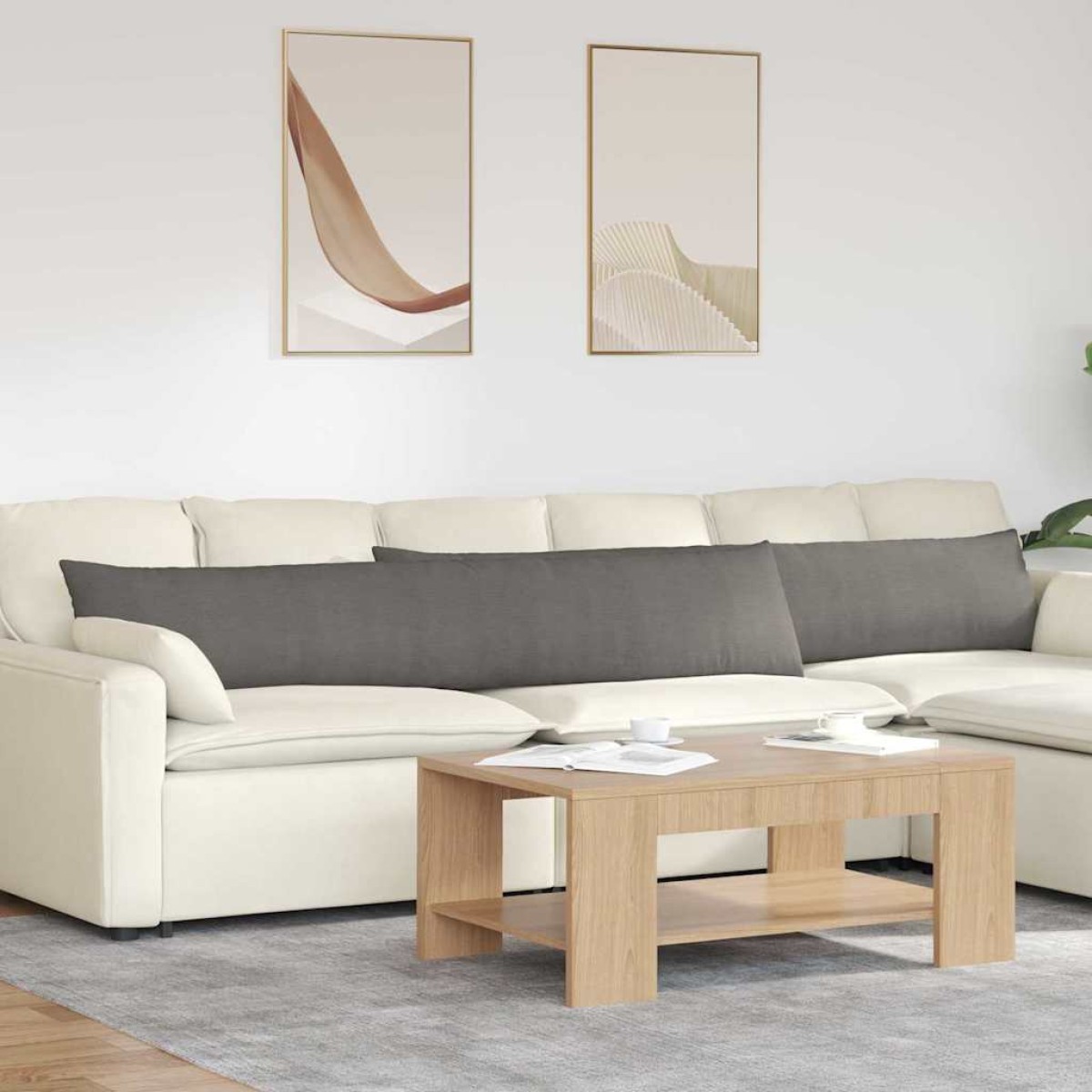 vidaXL Μαξιλάρι Καναπέ 2 pcs Ανοιχτό γκρι 200 x 40 εκ.