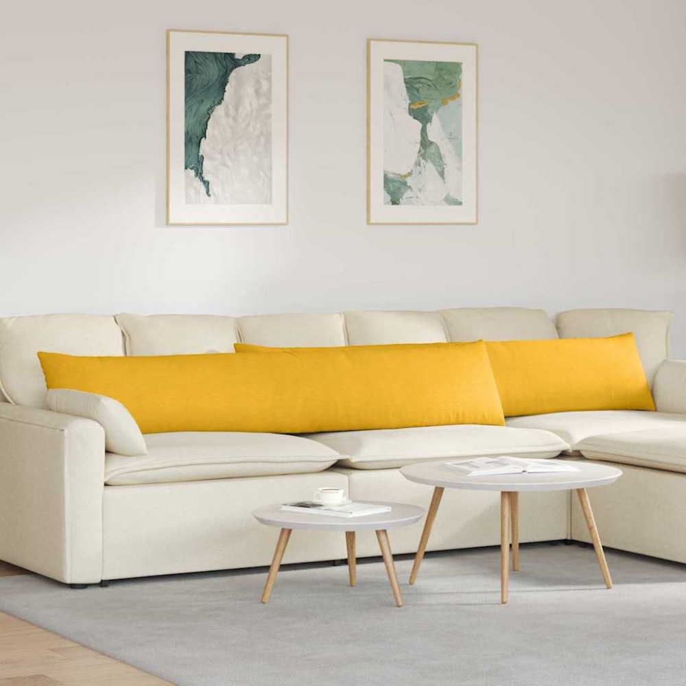 vidaXL Μαξιλάρι Καναπέ 2 pcs Απαλό Κίτρινο 200 x 40 εκ.