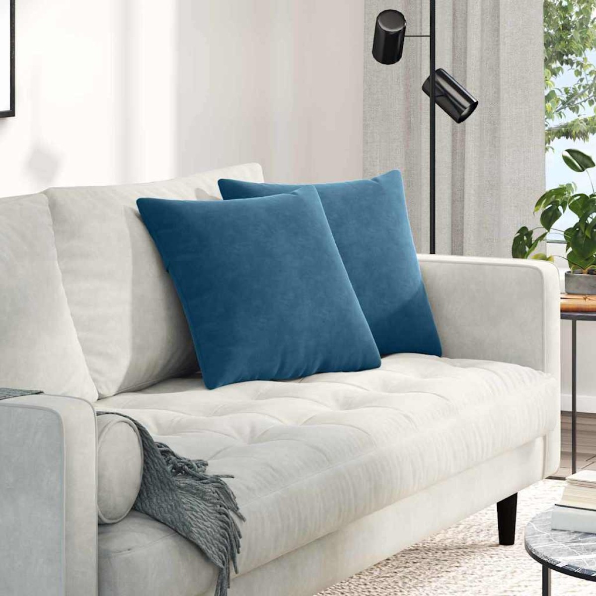 vidaXL Μαξιλάρι Καναπέ 2 pcs Μπλε 45 x 45 cm Υφασμάτινο Κορντουρά