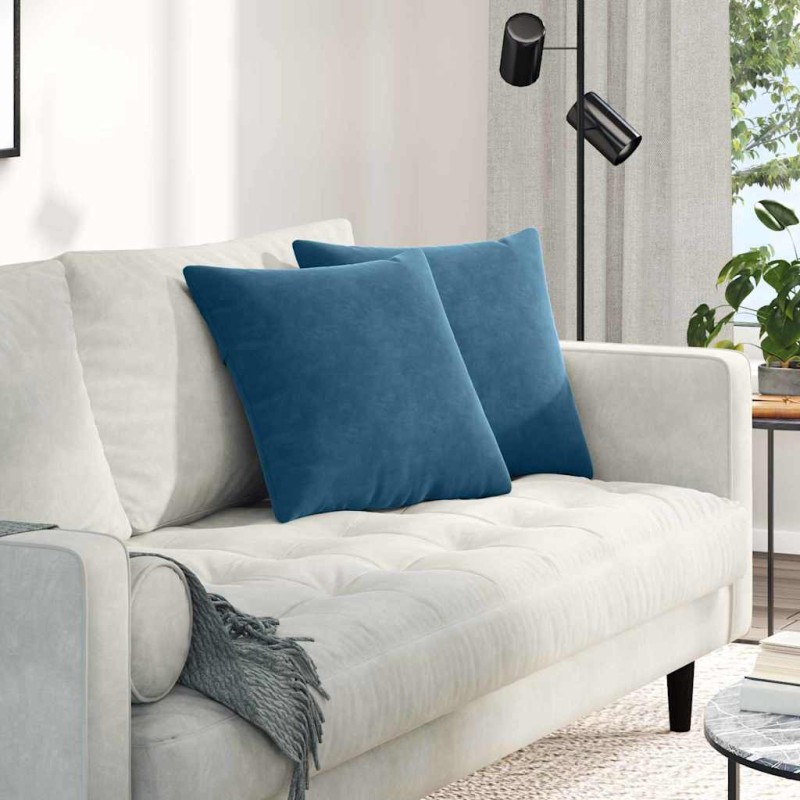 vidaXL Μαξιλάρι Καναπέ 2 pcs Μπλε 45 x 45 cm Υφασμάτινο Κορντουρά