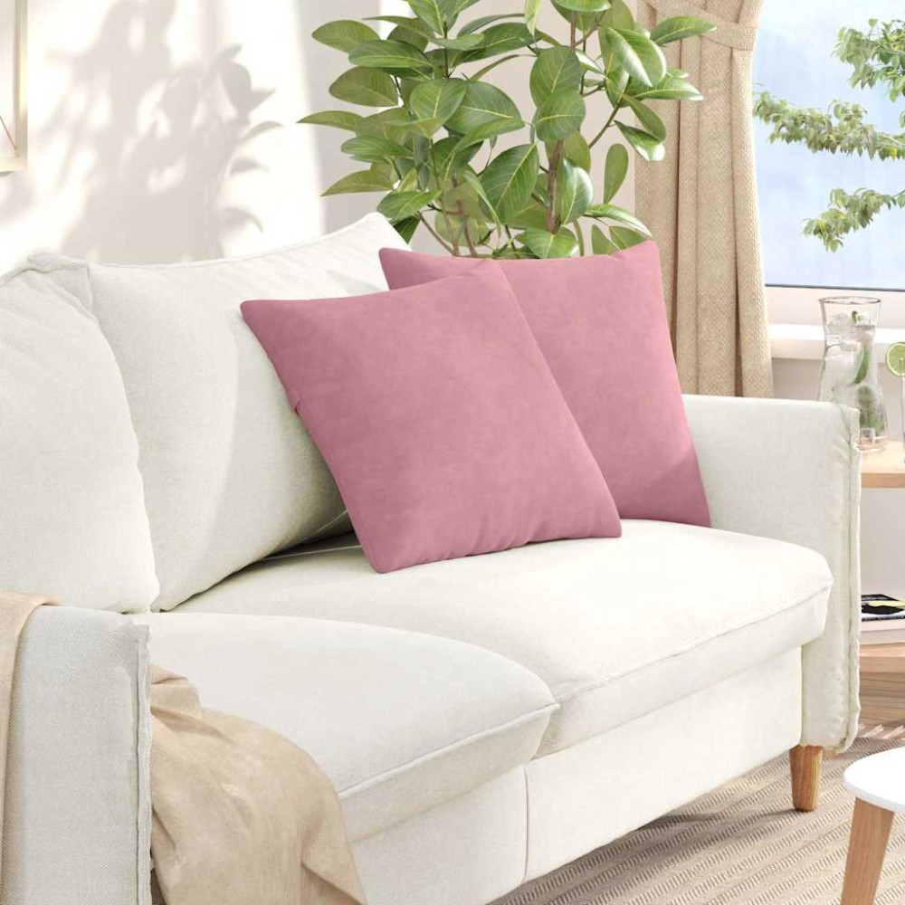vidaXL Μαξιλάρι Καναπέ 2 pcs Ροζ 45 x 45 cm Υφασμάτινο Κορντουρά