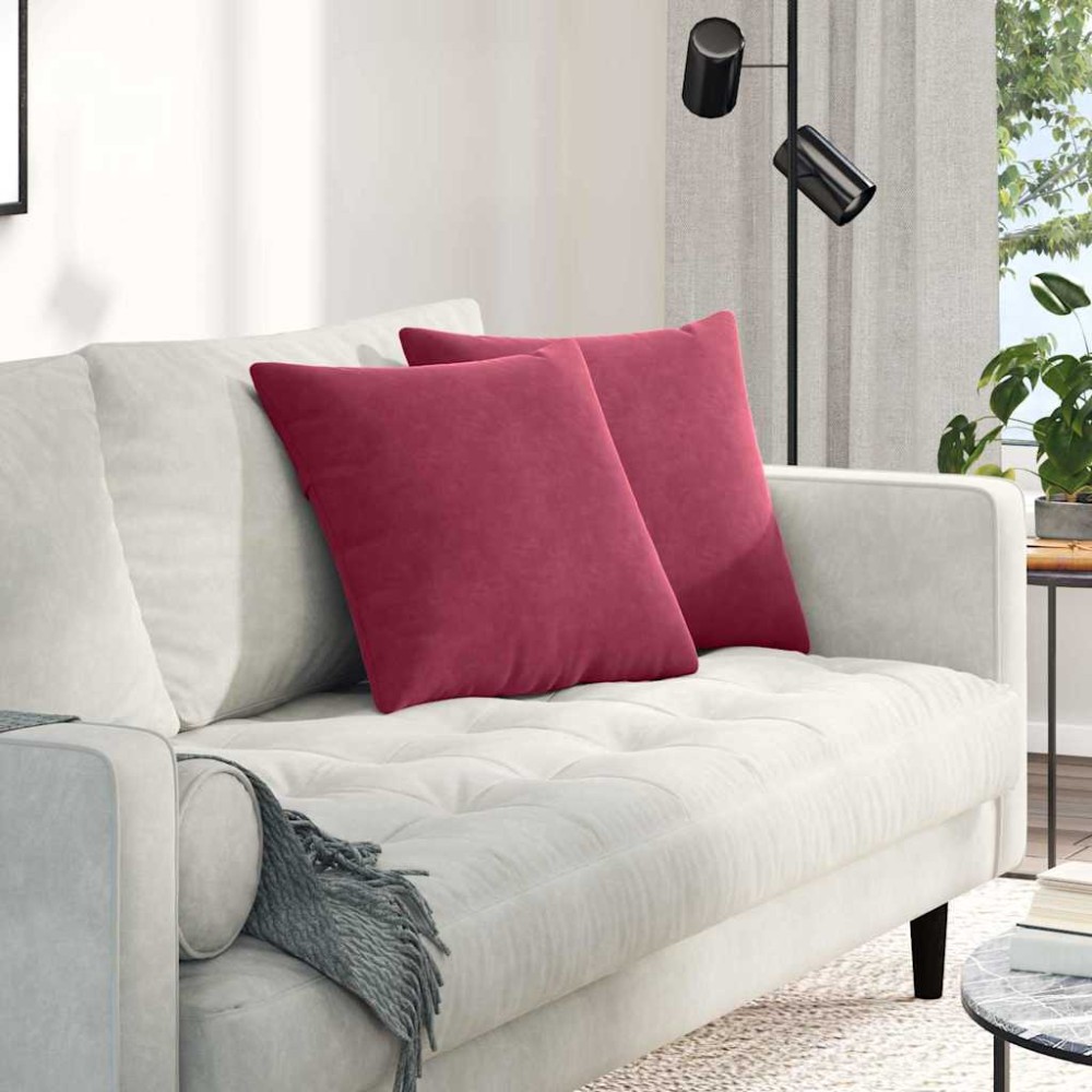 vidaXL Μαξιλάρι Καναπέ 2 pcs Κόκκινο 45 x 45 cm Υφασμάτινο Κορντουρά