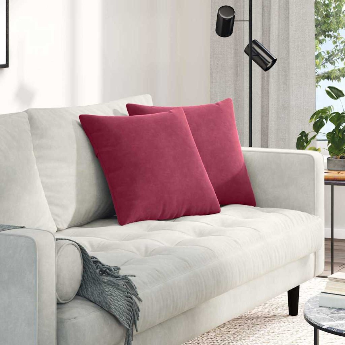 vidaXL Μαξιλάρι Καναπέ 2 pcs Κόκκινο 45 x 45 cm Υφασμάτινο Κορντουρά