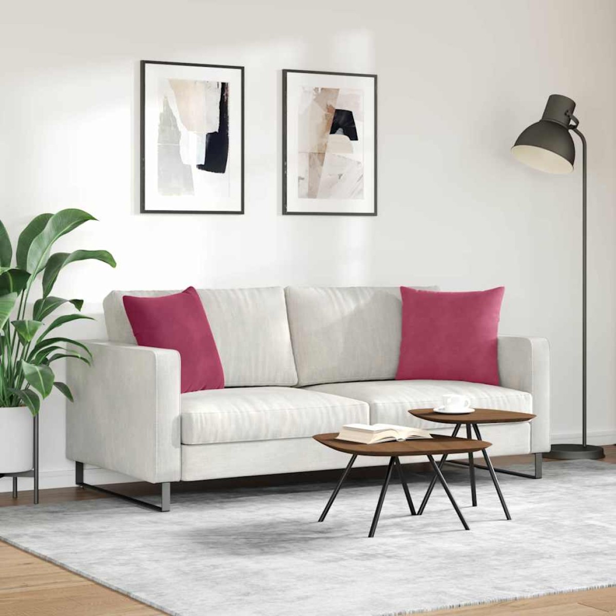 vidaXL Μαξιλάρι Καναπέ 2 pcs Κόκκινο 45 x 45 cm Υφασμάτινο Κορντουρά
