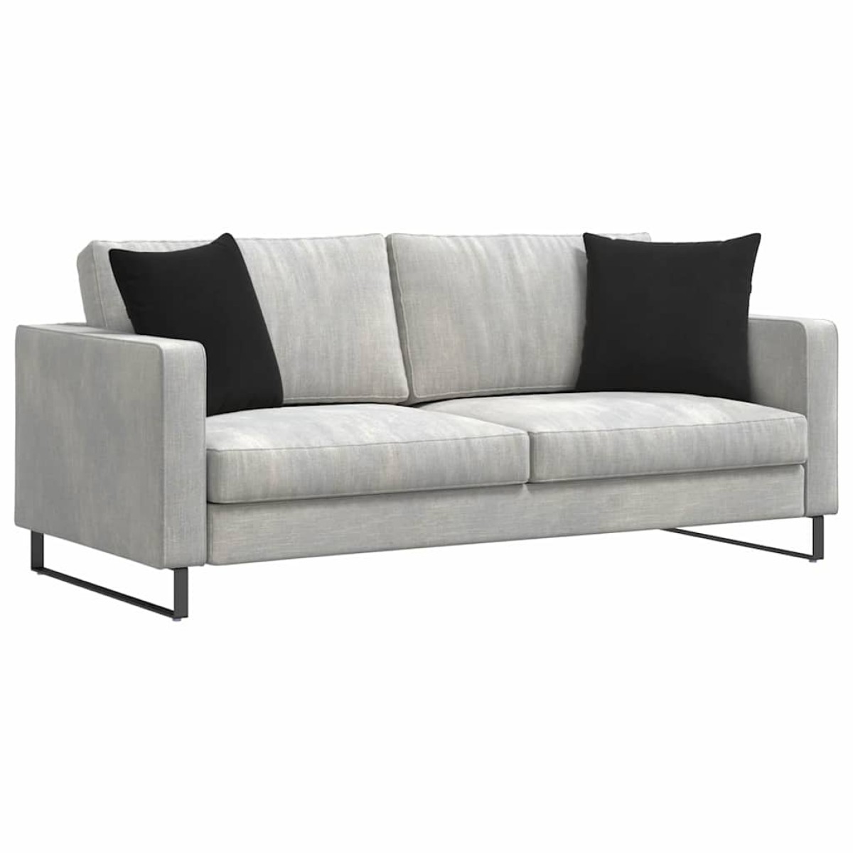 vidaXL Μαξιλάρι Καναπέ 2 pcs Μαύρο 45 x 45 cm Υφασμάτινο Κορντουρά