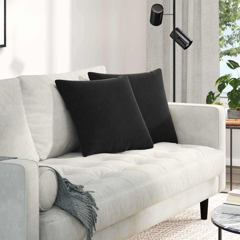 vidaXL Μαξιλάρι Καναπέ 2 pcs Μαύρο 45 x 45 cm Υφασμάτινο Κορντουρά