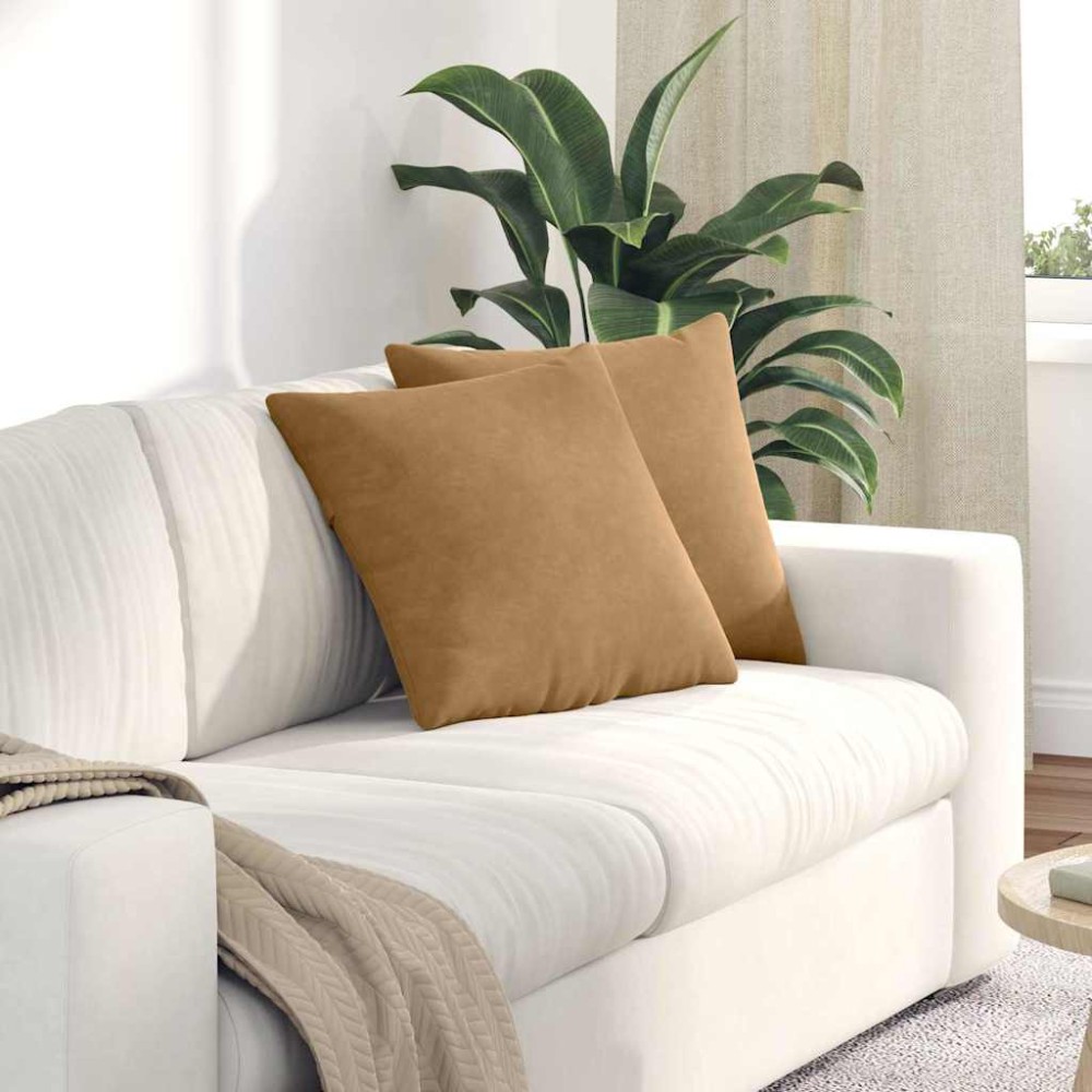 vidaXL Μαξιλάρι Καναπέ 2 pcs Καφέ 45 x 45 cm Υφασμάτινο Κορντουρά