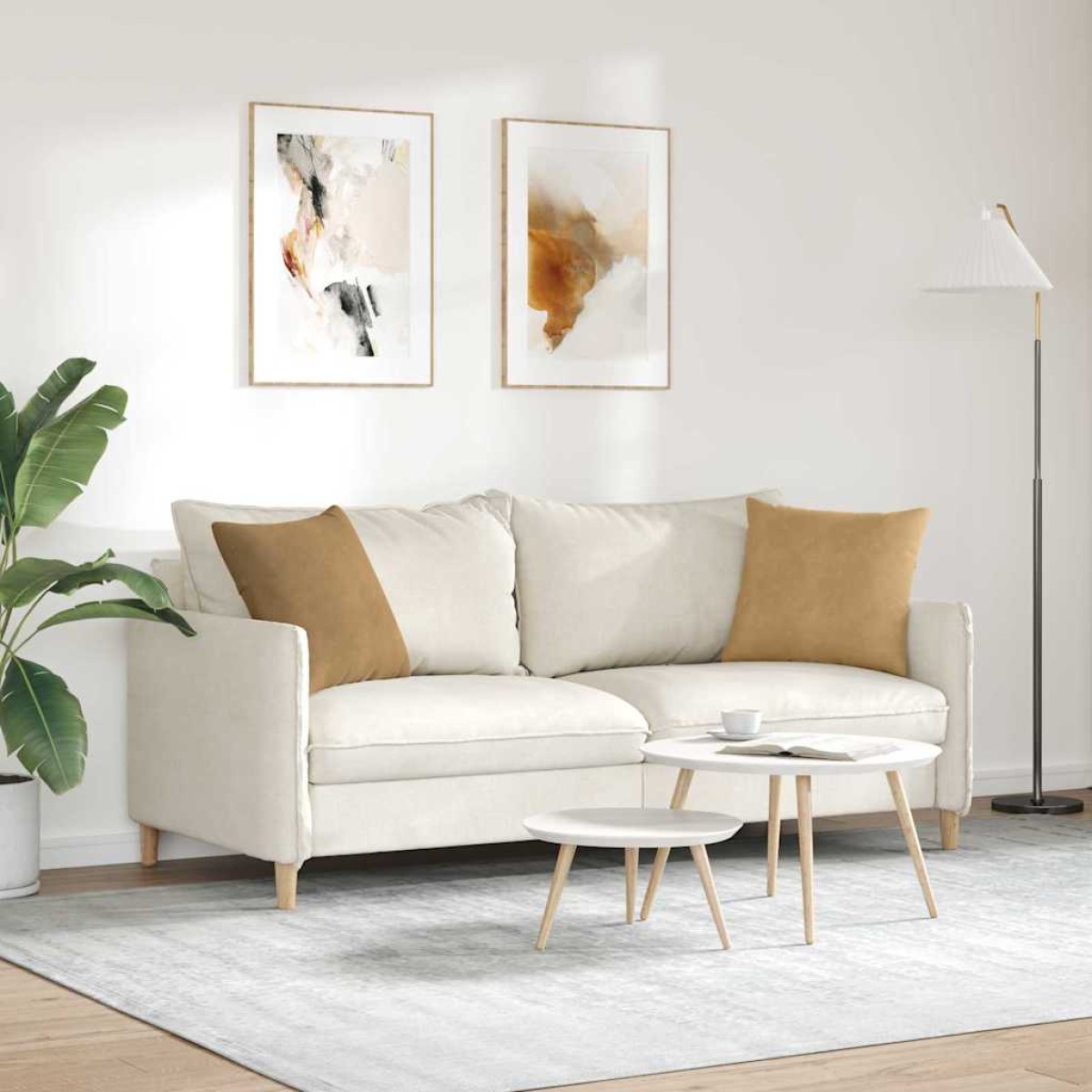 vidaXL Μαξιλάρι Καναπέ 2 pcs Καφέ 45 x 45 cm Υφασμάτινο Κορντουρά