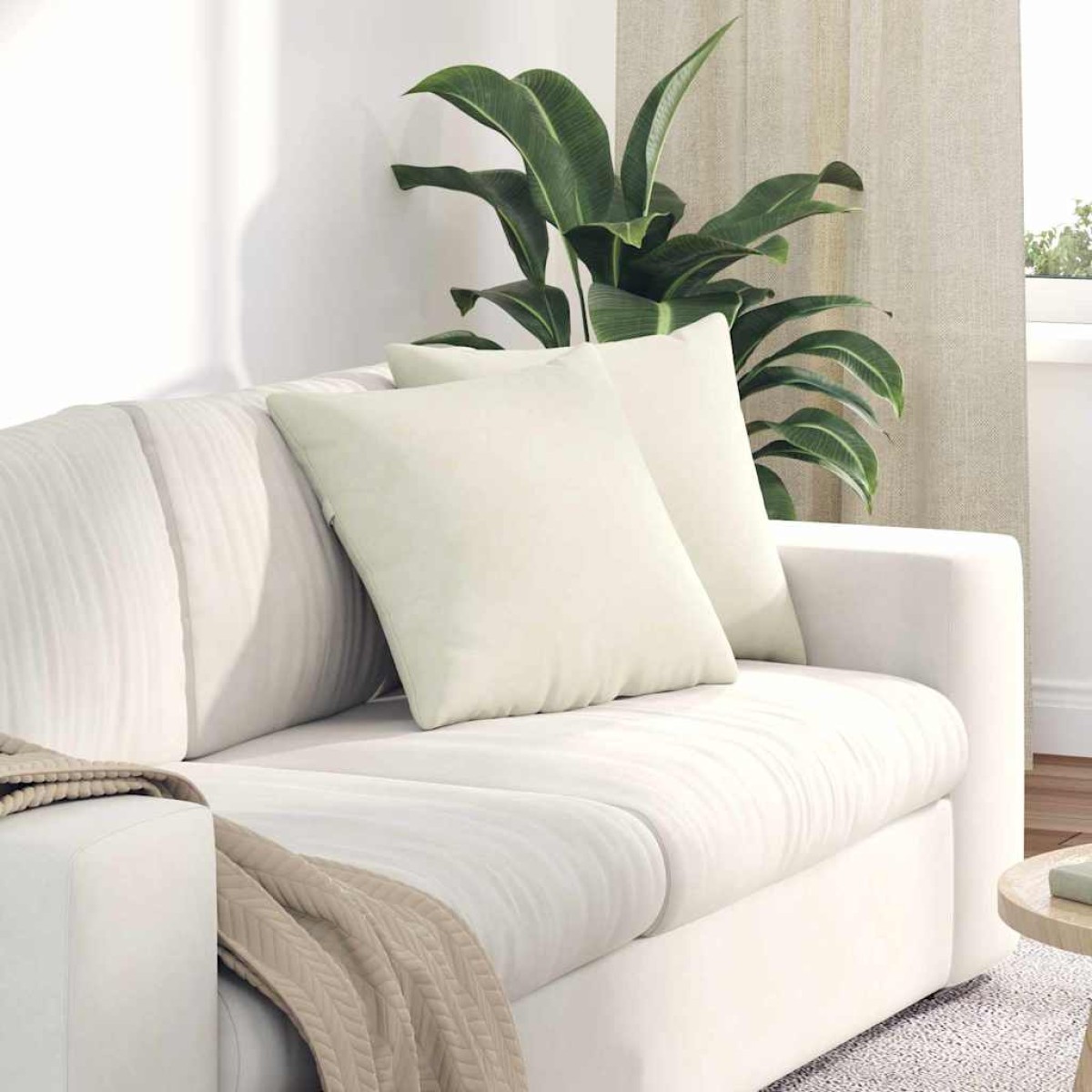 vidaXL Μαξιλάρι Καναπέ 2 pcs Κρεμ 45 x 45 cm Υφασμάτινο Κορντουρά
