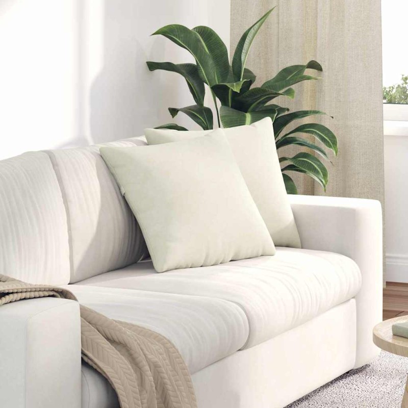 vidaXL Μαξιλάρι Καναπέ 2 pcs Κρεμ 45 x 45 cm Υφασμάτινο Κορντουρά