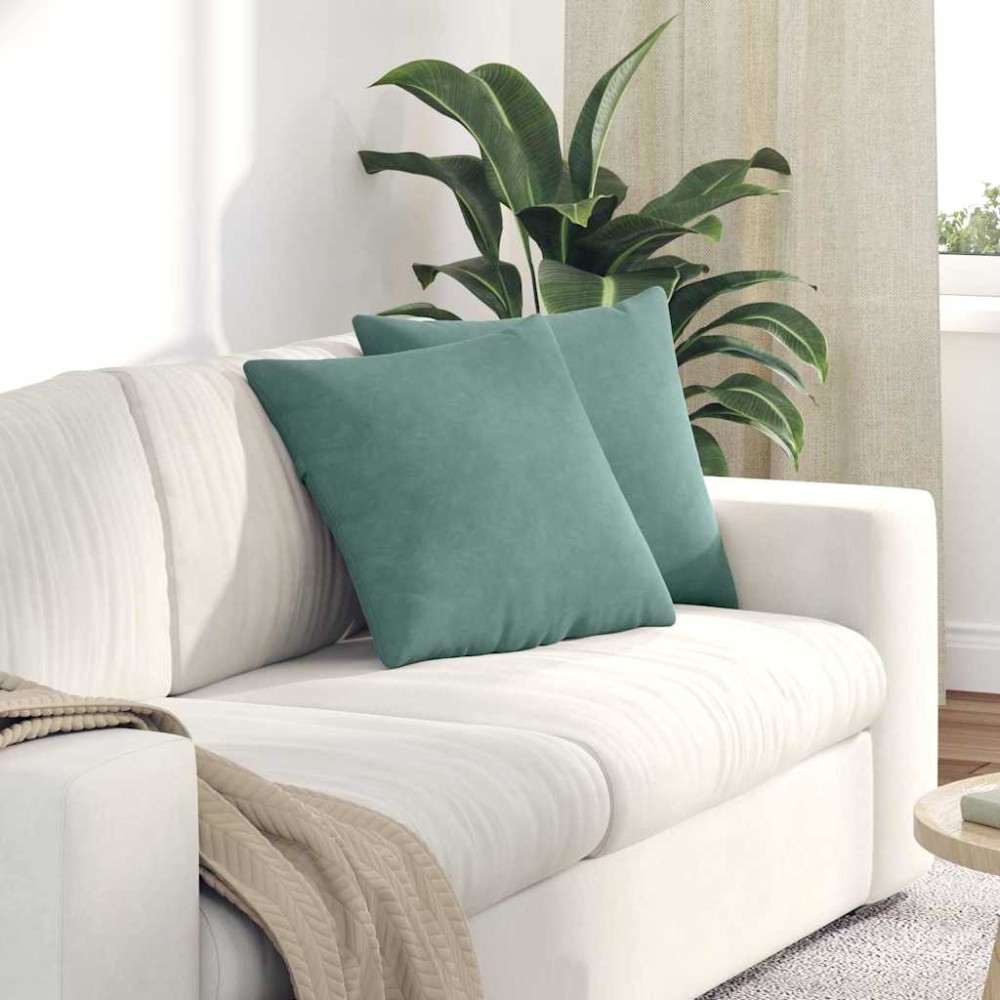 vidaXL Μαξιλάρι Καναπέ 2 pcs Θαλασσί 45 x 45 cm Υφασμάτινο Κορντουρά