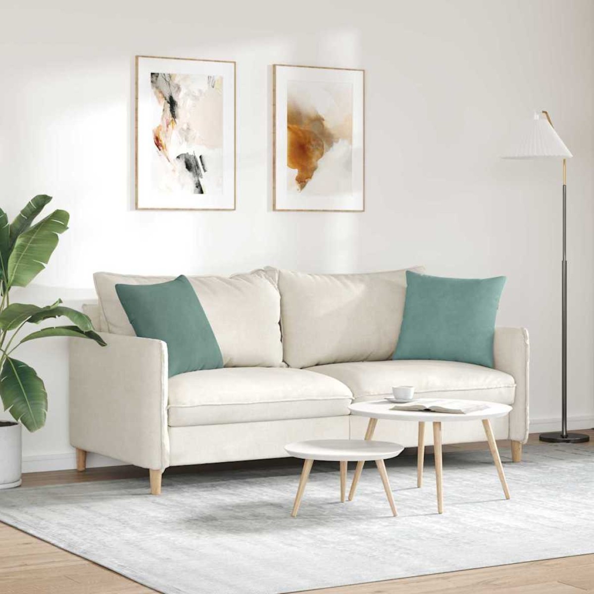 vidaXL Μαξιλάρι Καναπέ 2 pcs Θαλασσί 45 x 45 cm Υφασμάτινο Κορντουρά