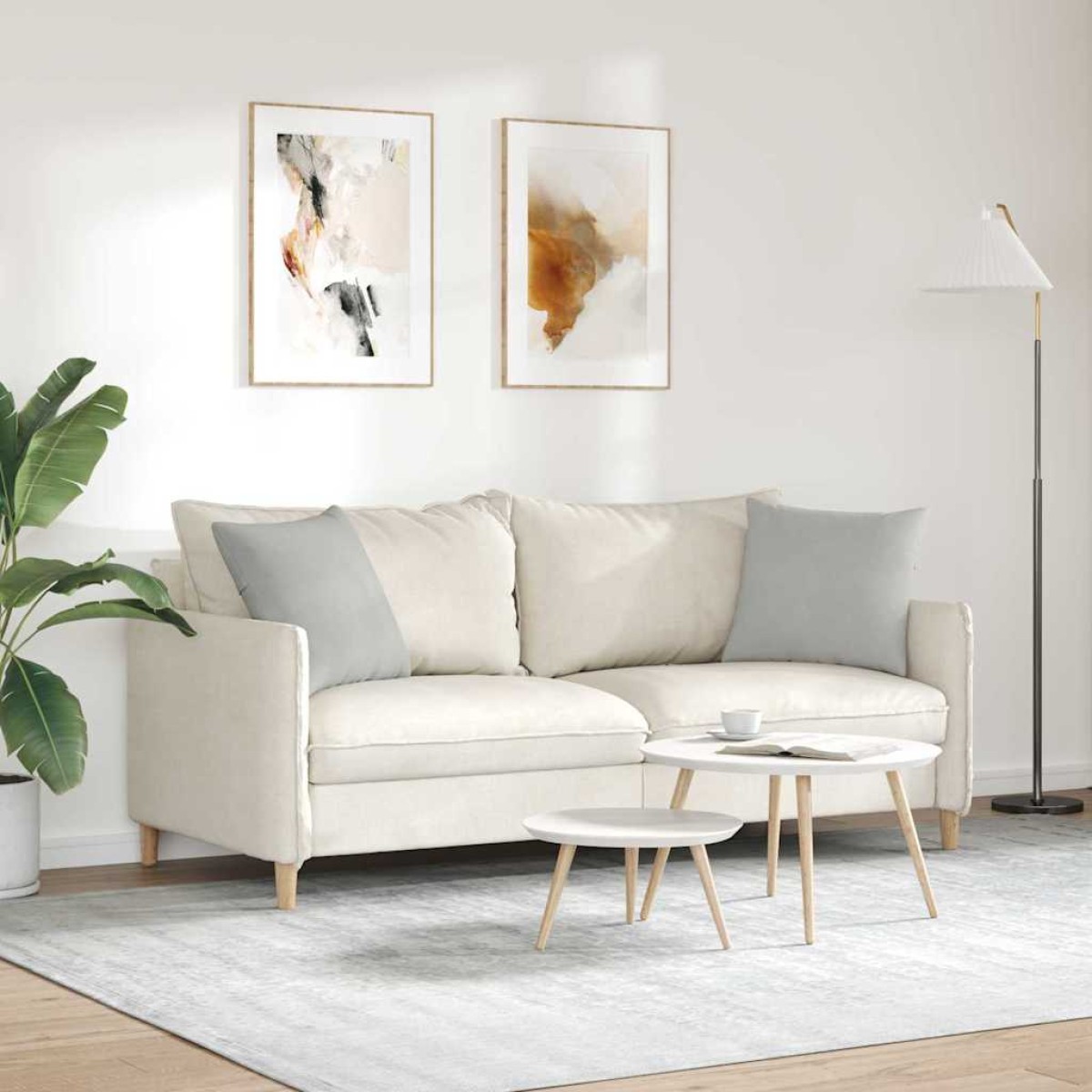 vidaXL Μαξιλάρι Καναπέ 2 pcs Ανοιχτό γκρι 45 x 45 cm ύφασμα